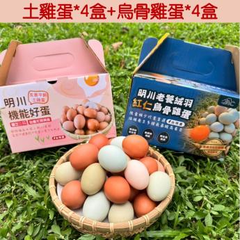 【含運優惠組D】<br>土雞蛋*4盒+烏骨雞蛋*4盒