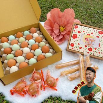 【香蕉推薦含運組A】<br>蛋捲1盒+彩色蛋30顆+皮蛋4顆